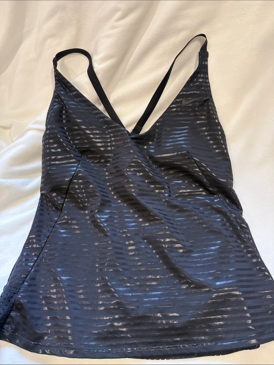 Nike Tops - Nike Black Metallic Stripe V-Neck Tank Top